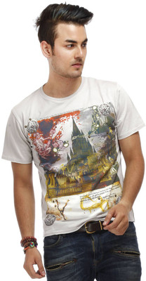 

Chlorophile Printed Men's Round Neck Grey T-Shirt, Ash grey