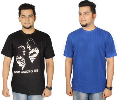 

Leo Clothing Printed Men's Round Neck Reversible Black, Blue T-Shirt(Pack of 2)