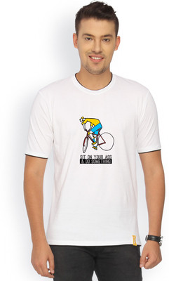

Campus Sutra Printed Men Round Neck White T-Shirt
