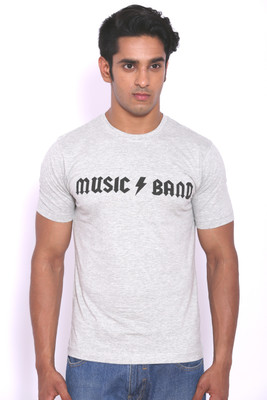 

Rat Trap Printed Men' Round Neck Grey T-Shirt, Grey mellange