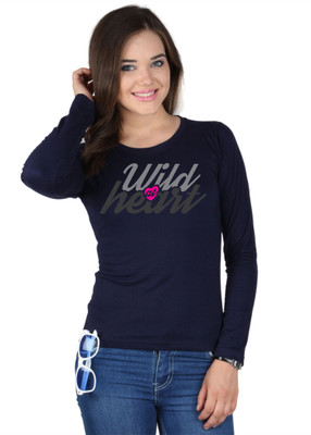 

SayItLoud Graphic Print Women's Round Neck Dark Blue T-Shirt