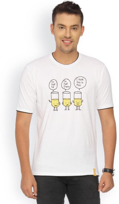 

Campus Sutra Printed Men Round Neck White T-Shirt