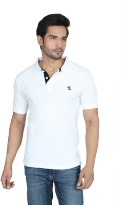 

The Cotton Company Solid Men' Polo Neck White T-Shirt, Alpine white
