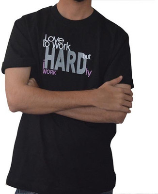 

Art-Tickles Embroidered Men's Round Neck Black T-Shirt