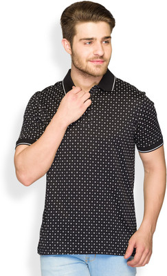 

Raymond Printed Men's Polo Neck Black T-Shirt