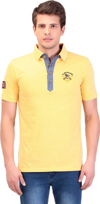 

TAG-7 Solid Men Polo Neck Yellow T-Shirt
