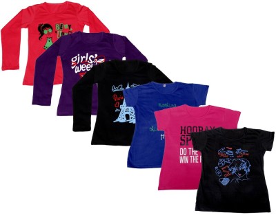 Indistar Printed Women Round Neck Purple, Red, Blue, Pink, Black T-Shirt