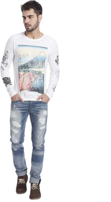 

Jack & Jones Graphic Print Men's Round Neck White T-Shirt, Cloud dancer