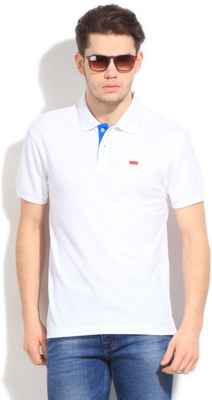 

Levi' Solid Men' Polo Neck White T-Shirt