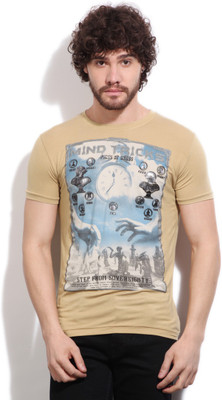 

Status Quo Printed Men's Round Neck Beige T-Shirt