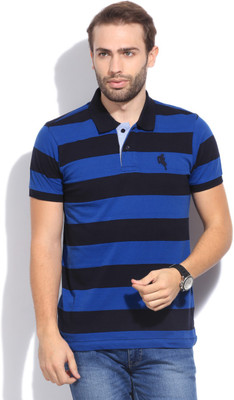 

Arrow Sport Striped Men's Polo Neck Blue T-Shirt, Me. blue