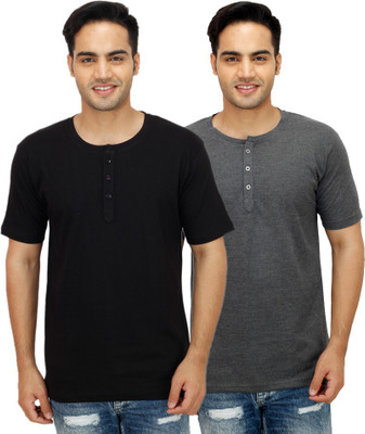 

Sanvi Traders Solid Men Henley Multicolor T-Shirt(Pack of 2