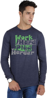 

SayItLoud Printed Men's Round Neck Blue T-Shirt, Blue melange