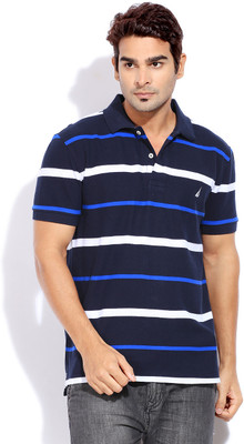 

Nautica Striped Men's Polo Neck Blue, White T-Shirt, 4nv