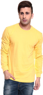 

Izinc Solid Men's Round Neck Yellow T-Shirt
