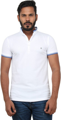 

Got It Solid Men's Flap Collar Neck White T-Shirt