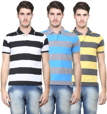 

Vimal Striped Men's Polo Neck Multicolor T-Shirt(Pack of 3