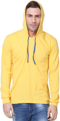 

Izinc Solid Men' Hooded Yellow T-Shirt