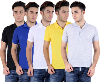 

Sanvi Traders Solid Men Polo Neck Multicolor T-Shirt(Pack of 5