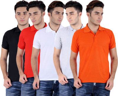 

Sanvi Traders Solid Men Polo Neck Multicolor T-Shirt(Pack of 5