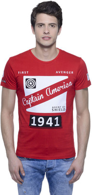 

Captain America Printed Men' Round Neck Red T-Shirt