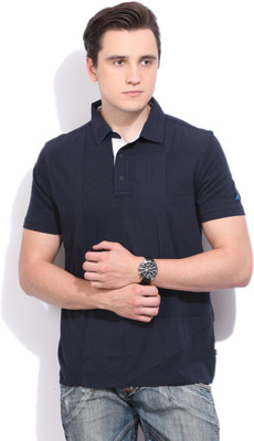 NAUTICA Solid Men Polo Neck Dark Blue T-Shirt