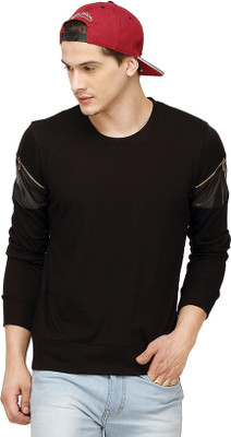 

Campus Sutra Solid Men Round Neck Black T-Shirt
