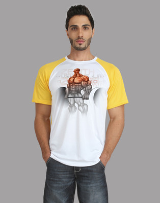 

Trionic Printed Men's Round Neck White, Yellow T-Shirt, Canary yellow
