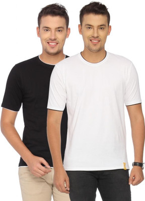 

Campus Sutra Solid Men Round Neck Black, White T-Shirt(Pack of 2)