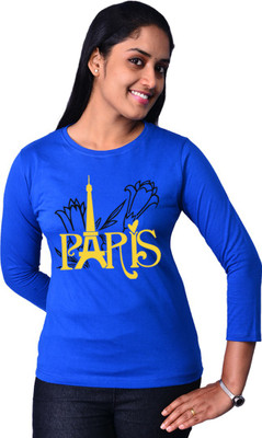 

Zorba Mart Printed Women' Round Neck Blue T-Shirt, Royal blue