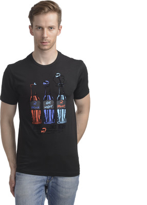 

WRIG Printed Men's Round Neck Black T-Shirt