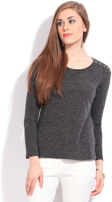 

Arrow Solid Women's Round Neck Grey T-Shirt, Charcoal melange