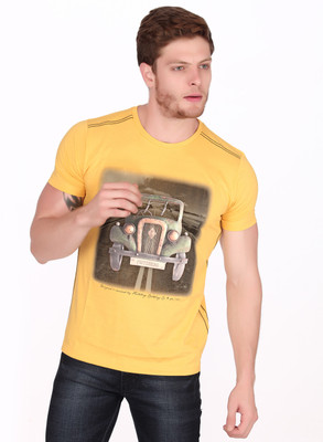 

Fritzberg Graphic Print Men's Round Neck Yellow T-Shirt