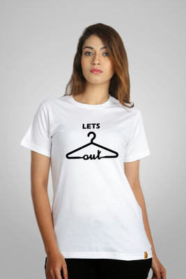 

Campus Sutra Printed Women' Round Neck White T-Shirt