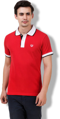 DENVER Solid Men Polo Neck Blue T-Shirt