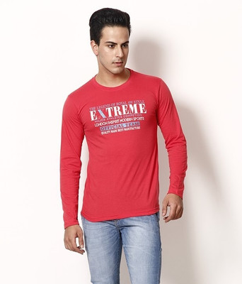 TSx Printed Men Round Neck Pink T-Shirt