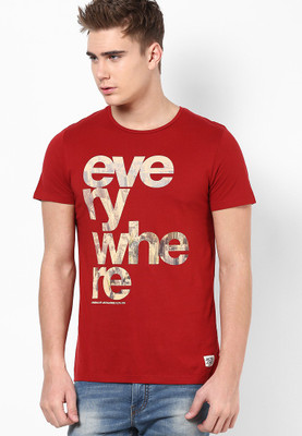 

Jack & Jones Graphic Print Men' Round Neck Red T-Shirt, Red dahlia