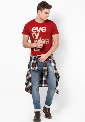 

Jack & Jones Graphic Print Men' Round Neck Red T-Shirt, Red dahlia
