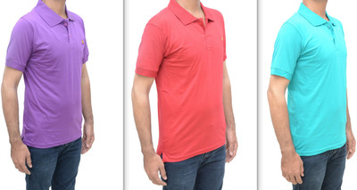 

Safari Solid Men's Flap Collar Neck Multicolor T-Shirt(Pack of 3