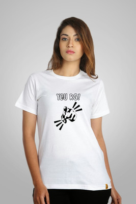 

Campus Sutra Printed Women's Round Neck White T-Shirt