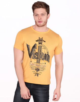 

Fritzberg Printed Men's Round Neck Yellow T-Shirt