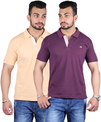 

Shineway Solid Men's Polo Neck Multicolor T-Shirt(Pack of 2, Baba;violet