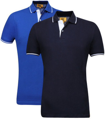 

Campus Sutra Solid Men Henley Multicolor T-Shirt(Pack of 2, Blue;royal blue