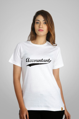 

Campus Sutra Printed Women' Round Neck White T-Shirt