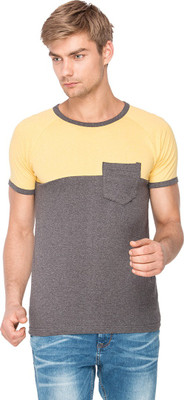 

Campus Sutra Solid Men Round Neck Grey, Yellow T-Shirt