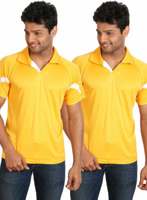 

Campus Sutra Solid Men Polo Neck Yellow T-Shirt(Pack of 2), Yellow:yellow