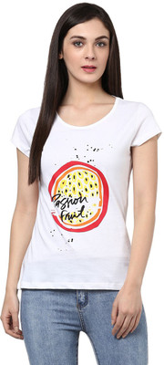 

Honey By Pantaloons Graphic Print Women's Round Neck White T-Shirt