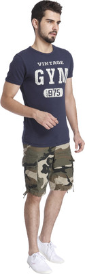 

Jack & Jones Printed Men's Round Neck Blue T-Shirt, Mood indigo