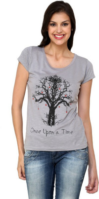 

Espresso Printed Women's Round Neck Grey T-Shirt