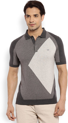 

ColorPlus Solid Men's Polo Neck Grey T-Shirt